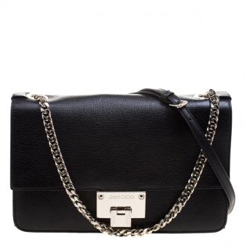 Pre Owned Jimmy Choo Black Leather Rebel Crossbody Bag