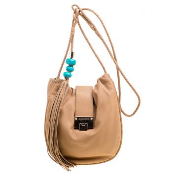 Pre Owned Jimmy Choo Brown Leather Roxana Crossbody Bag