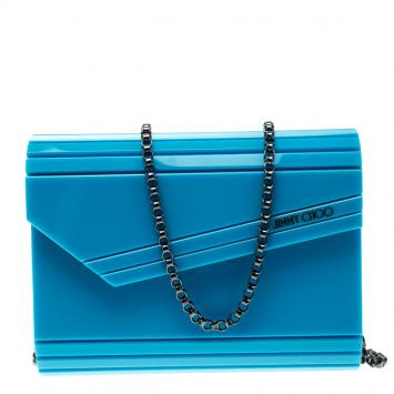 Pre Owned Jimmy Choo Blue Acrylic Candy Clutch Bag