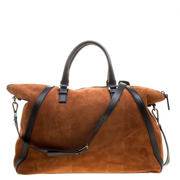 Pre Owned Jimmy Choo Cognac/Black Suede and Leather Satchel