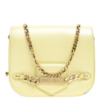 Pre Owned Jimmy Choo Yellow Leather Shadow Chain Crossbody Bag
