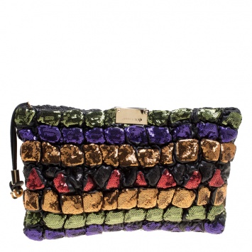 Pre Owned Jimmy Choo Multicolor Sequins Zulu Clutch