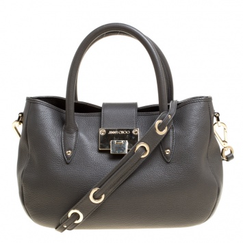Pre Owned Jimmy Choo Grey Leather Shoulder Bag