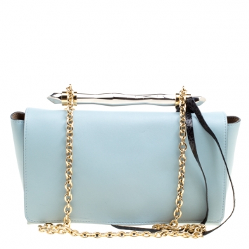 Pre Owned Jimmy Choo Blue Leather Flap Shoulder Bag