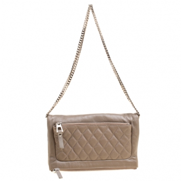 Pre Owned Jimmy Choo Dark Beige Leather Bex Clutch