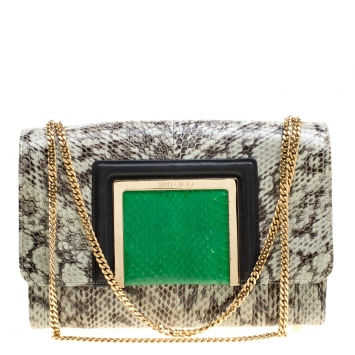 Pre Owned Jimmy Choo Multicolor Python and Leather Alba Shoulder Bag