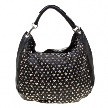 Pre Owned Jimmy Choo Black Leather Star Sky Hobo