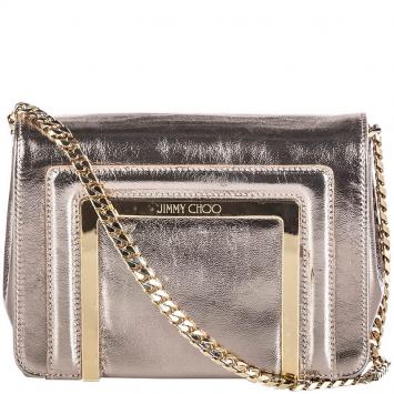 Pre Owned Jimmy Choo Metallic Gold Leather Ava Crossbody Bag