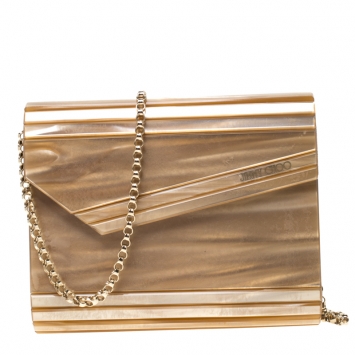 Pre Owned Jimmy Choo Light Brown Acrylic Candy Chain Clutch 