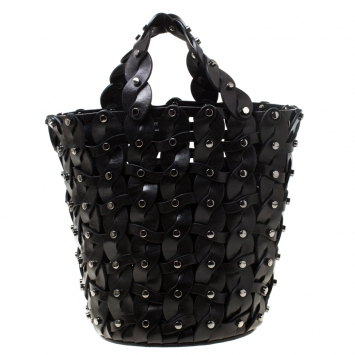 Pre Owned Jimmy Choo Black Leather Studded Crossbody Bag