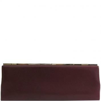 Pre Owned Jimmy Choo Bordeaux Leather Clutch Bag