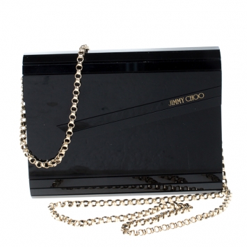 Pre Owned Jimmy Choo Black Acrylic Candy Chain Clutch 