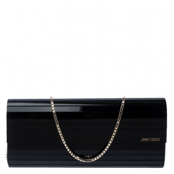 Pre Owned Jimmy Choo Black Acrylic Sweetie Chain Clutch