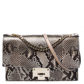 Pre Owned Jimmy Choo Brown Python Rebel Shoulder Bag