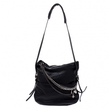 Pre Owned Jimmy Choo Black Leather Small Biker Shoulder Bag