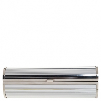 Pre Owned Jimmy Choo Silver Metal Disco Bars Cylinder Coma Clutch