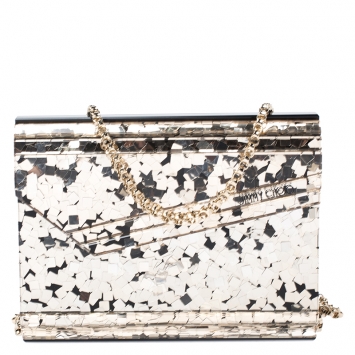 Pre Owned Jimmy Choo Gold/Black Ceramic Effect Acrylic Candy Chain Clutch 