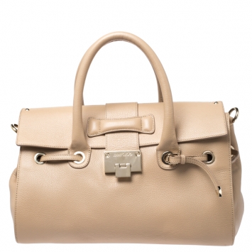 Pre Owned Jimmy Choo Beige Leather Rosalie Satchel