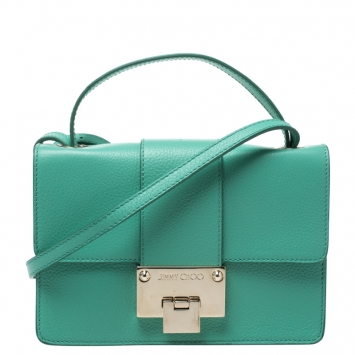 Pre Owned Jimmy Choo Green Leather Rebel Crossbody Bag