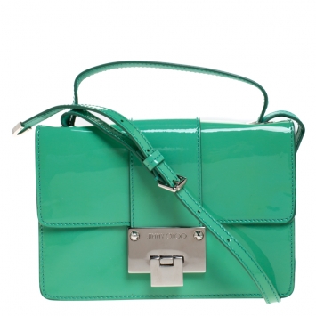 Pre Owned Jimmy Choo Green Patent Leather Mini Rebel Crossbody Bag