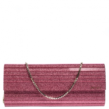 مملوكة مسبقًا Jimmy Choo Pink Glitter Acrylic Sweetie Clutch