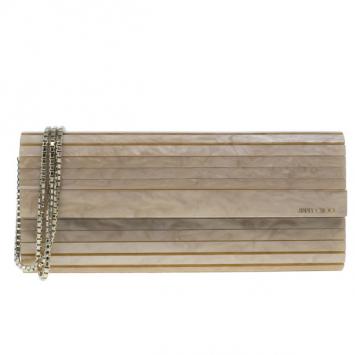 Pre Owned Jimmy Choo Gold Acrylic Sweetie Clutch