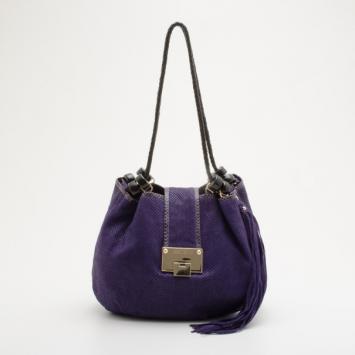 Pre Owned Jimmy Choo Purple Leather & Python Riki Hobo 