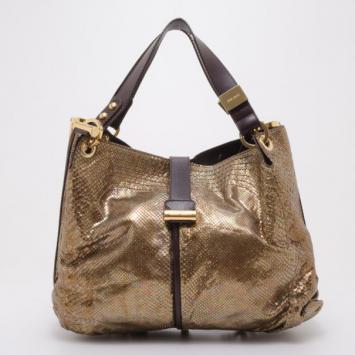 Pre Owned Jimmy Choo Gold Alex Handbag