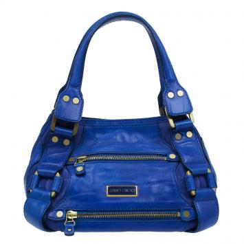 Pre Owned Jimmy Choo Blue Leather Mahala Satchel