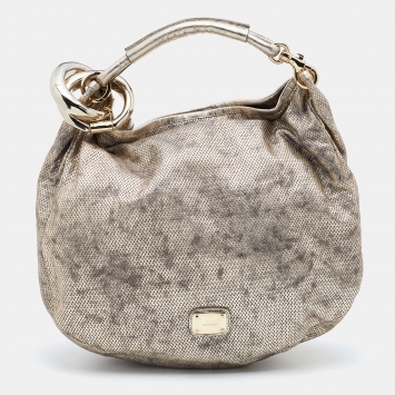 Pre Owned Jimmy Choo Metallic Leather Large Sky Hobo