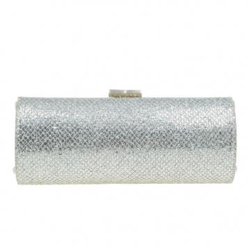 Pre Owned Jimmy Choo Gold Fabric Glitter Tube Clutch