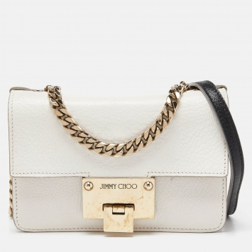 Pre Owned Jimmy Choo White Leather Rebel Crossbody Bag