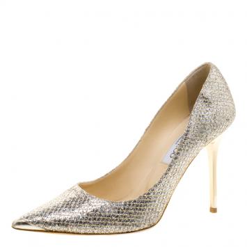 Pre Owned Jimmy Choo Gold Lamé Abel Pointed Toe Pumps Size 37