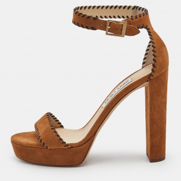 Jimmy Choo Brown Suede Kayden Ankle Strap Sandals Size 41