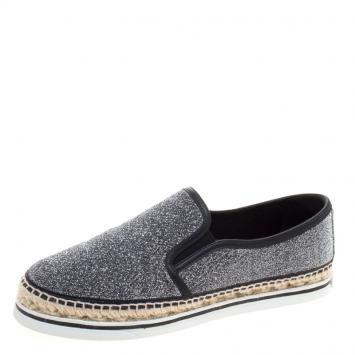Pre Owned Jimmy Choo Metallic Lurex Dawn Espadrilles Size 39