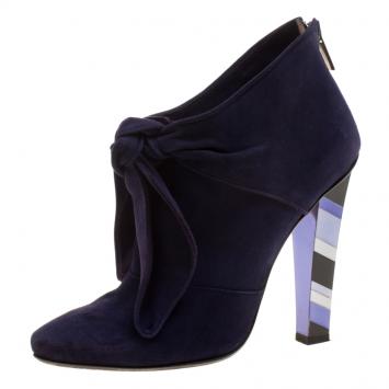 Pre Owned Jimmy Choo Purple Suede Erica Knotted Ankle Boots Size 37