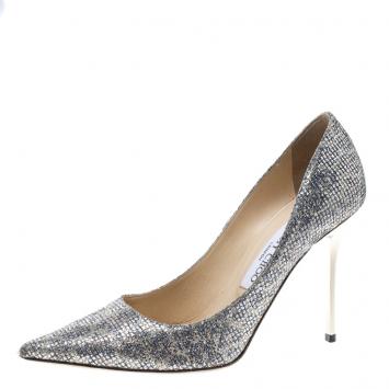Pre Owned Jimmy Choo Metallic Lamé Glitter Fabric Abel Pumps Size 37