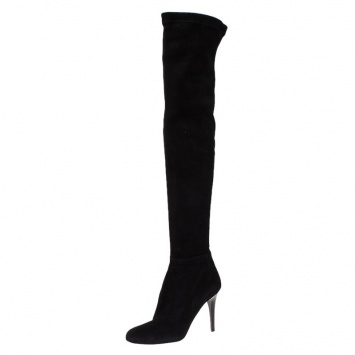 Pre Owned Jimmy Choo Black Suede Toni Over The Knee Boots Size 35.5