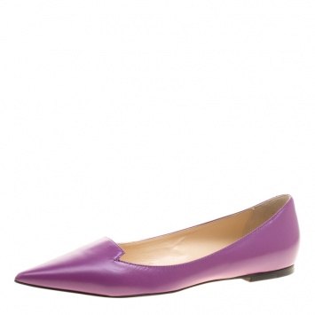 Pre Owned Jimmy Choo Purple Leather Attila Ballet Flats Size 38