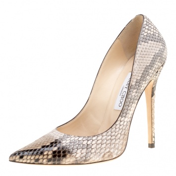 Pre Owned Jimmy Choo Beige Python Abel Pointed Pumps Size 39.5