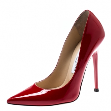 Pre Owned Jimmy Choo Red Patent Leather Anouk Pumps Size 36