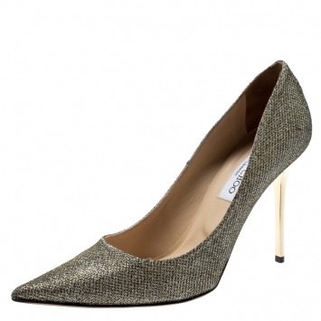 Pre Owned Jimmy Choo Metallic Lamè Glitter Abel Pointed Toe Pumps Size 39