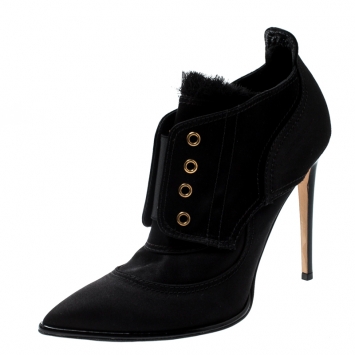 Pre Owned Jimmy Choo Black Satin Mitsu Pointed Toe Ankle Boots Size 41