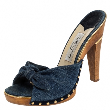 Pre Owned Jimmy Choo Blue Denim Entice Open Toe Sandals Size 40