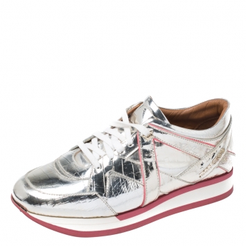 Pre Owned Jimmy Choo Metallic Gold Foil Leather London Sneakers Size 40