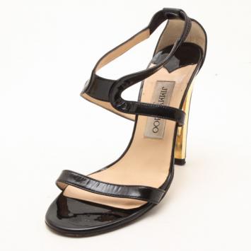 Pre Owned Jimmy Choo Black Patent Leather Sandals Size 36.5