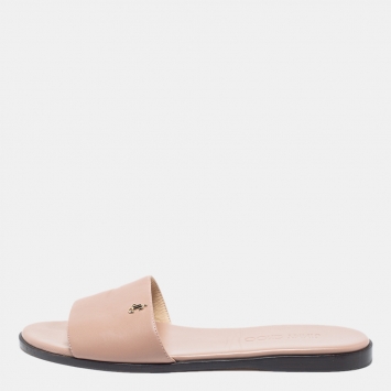 مملوكة مسبقًا Jimmy Choo Dusty Pink Leather Minea Flat Slides Size 39.5