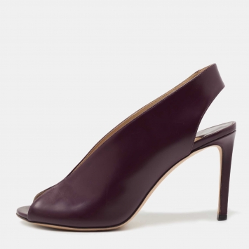 Pre Owned Jimmy Choo Plum Leather Shar Slingback Pumps Size 39