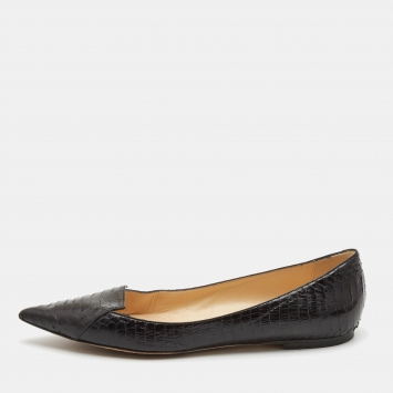 Pre Owned Jimmy Choo Black Python Attila Ballet Flats Size 39