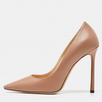 Pre Owned Jimmy Choo Old Rose Pink Leather Romy Pumps Size 37.5